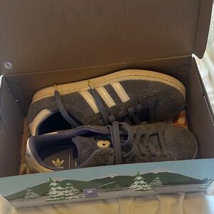 Adidas Kids Gray Fuzzy Sneakers